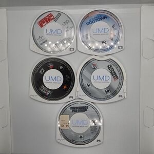 PSP Games & Movie Lot (5) Bundle Including Tiger Woods, MLB 09, American Pie